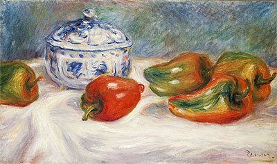 Still Life with a Blue Sugar Bowl and Peppers, c.1905 | Renoir | Painting Reproduction