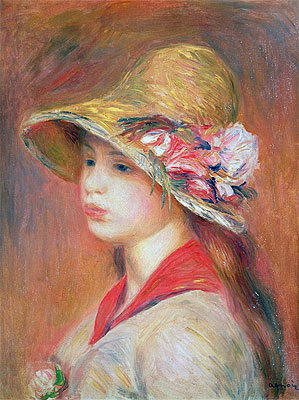 Junge Frau mit Hut | Renoir | Gemälde Reproduktion