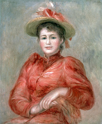 Young Woman in Red Dress, c.1892 | Renoir | Painting Reproduction