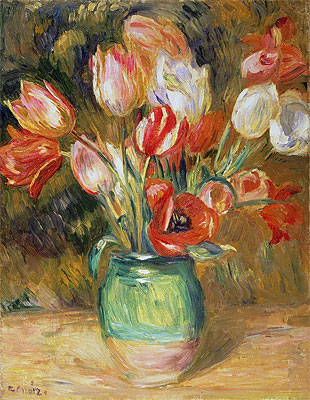 Tulips in a Vase, undated | Renoir | Painting Reproduction