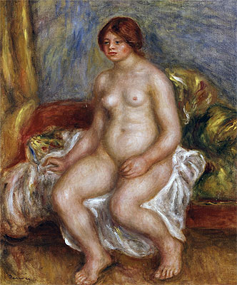 Nude Woman on Green Cushions, 1909 | Renoir | Painting Reproduction