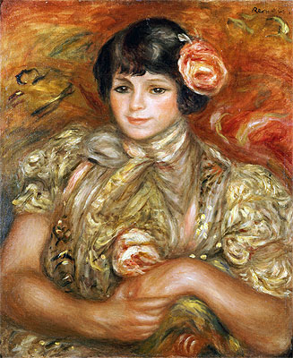 Woman with a Rose, 1900 | Renoir | Gemälde Reproduktion