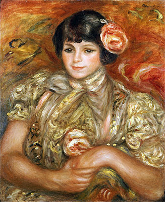 Frau mit Rose | Renoir | Gemälde Reproduktion