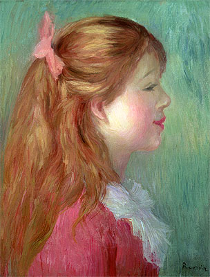 Junges Mädchen mit langem Haar im Profil | Renoir | Gemälde Reproduktion