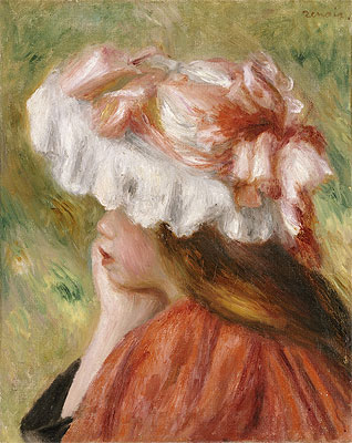 Young Girl in a Red Hat, n.d. | Renoir | Gemälde Reproduktion