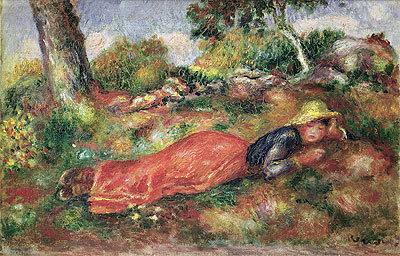 Junges Mädchen im Gras schlafend | Renoir | Gemälde Reproduktion