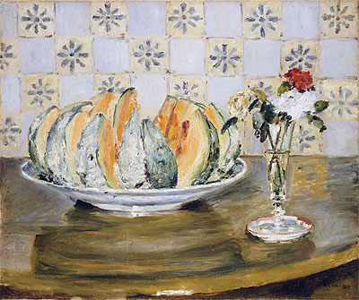 Stillleben mit einer Melone und einer Vase mit Blumen | Renoir | Gemälde Reproduktion