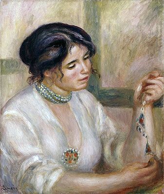 Woman with a Necklace, undated | Renoir | Painting Reproduction
