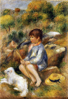 Young Boy by a Brook, 1890 | Renoir | Gemälde Reproduktion