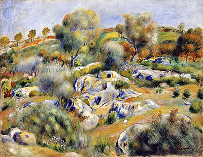 Brittany Landscape with Trees and Rocks, undated | Renoir | Painting Reproduction