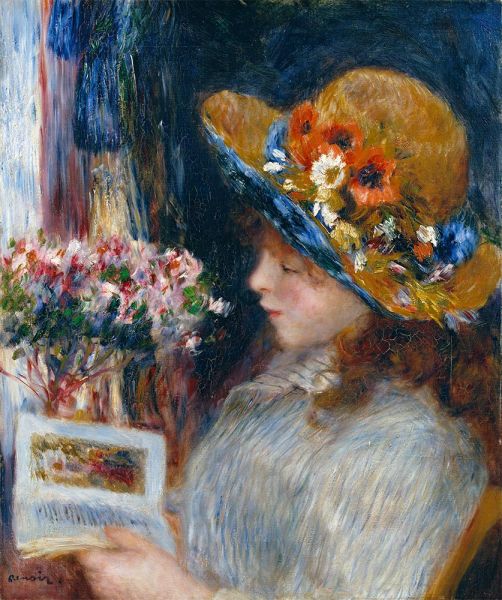 Young Girl Reading, 1886 | Renoir | Gemälde Reproduktion