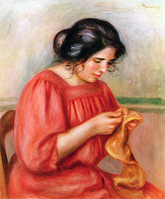 Gabrielle Darning, 1908 | Renoir | Gemälde Reproduktion