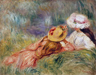 Young Girls on the River Bank, c.1893 | Renoir | Painting Reproduction
