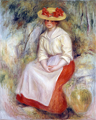 Gabrielle in a Straw Hat, 1900 | Renoir | Painting Reproduction