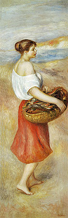 Girl with a Basket of Fish, c.1889 | Renoir | Painting Reproduction