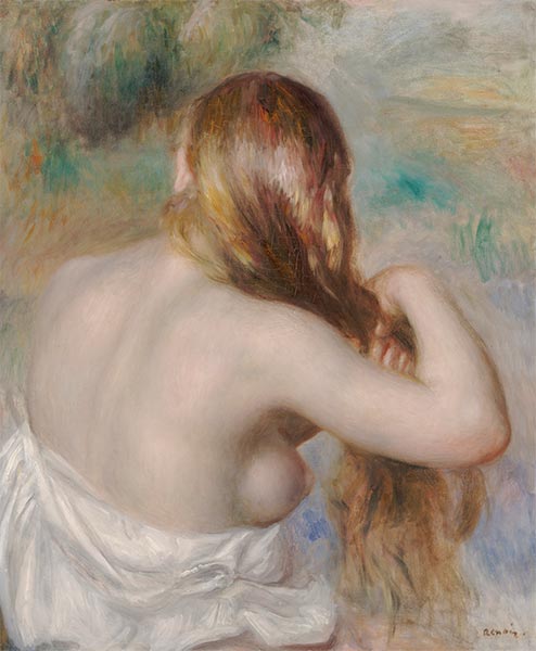 Blonde Braiding Her Hair, 1886 | Renoir | Painting Reproduction