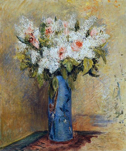Vase with Lilacs and Roses, c.1870 | Renoir | Painting Reproduction