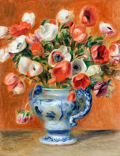 Vase with Anemones, 1890 | Renoir | Painting Reproduction
