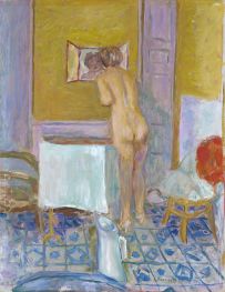 Weiblicher Akt mit rotem Stoff (Akt bei der Toilette) | Pierre Bonnard | Gemälde Reproduktion