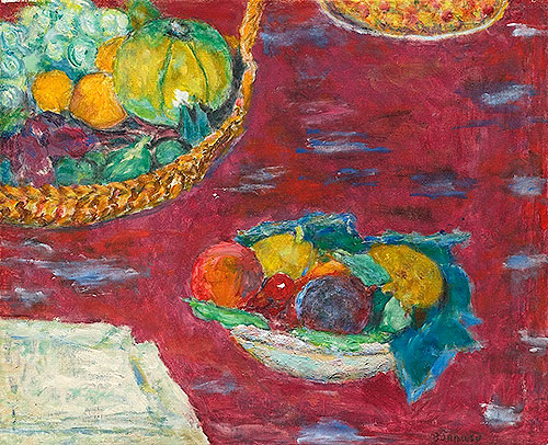 A Dish and a Basket of Fruit, 1944 | Pierre Bonnard | Painting Reproduction