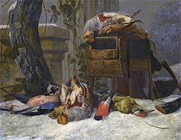 Still Life with Dead Game and Songbirds in the Snow, Undated von Pieter Boel | Gemälde-Reproduktion