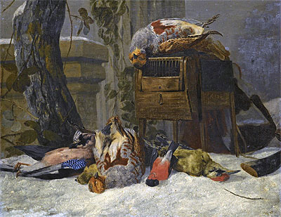Still Life with Dead Game and Songbirds in the Snow, n.d. | Pieter Boel | Painting Reproduction