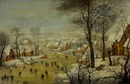 Winter Landscape with a Bird Trap, 1620s by Pieter Bruegel the Younger | Painting Reproduction