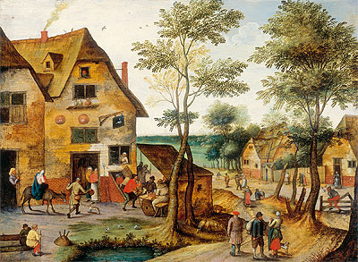 Landscape with the Holy Family Arriving at the Inn, Undated | Pieter Bruegel the Younger | Gemälde Reproduktion