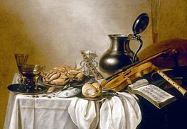 Still Life with a Roemer, Facon-de-Venise Wine Glass, undated by Pieter Claesz | Painting Reproduction