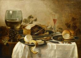 Still Life with Fruit Pie, 1635 by Pieter Claesz | Painting Reproduction