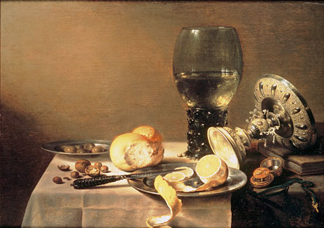 Still Life with Roemer, Tazza and Watch, 1636 | Pieter Claesz | Painting Reproduction