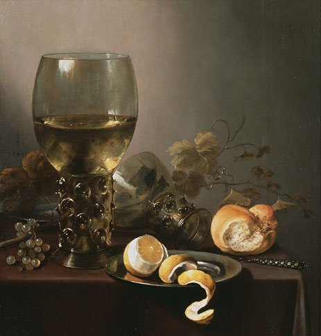Still Life with Large Roemer, Lemon and Grapes, 1646 | Pieter Claesz | Gemälde Reproduktion