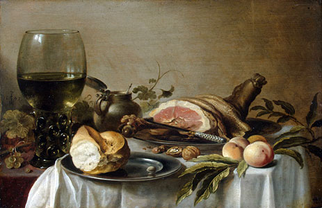 Breakfast with Ham, 1647 | Pieter Claesz | Painting Reproduction