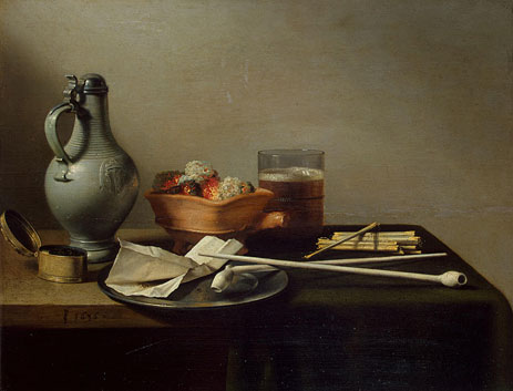 Still Life with Clay Pipes, 1636 | Pieter Claesz | Painting Reproduction