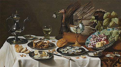 Still Life with Turkey Pie | Pieter Claesz | Painting Reproduction