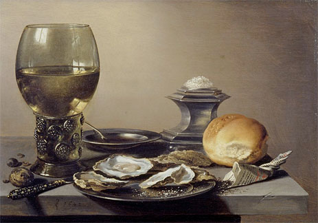 Still Life with Roemer and Oysters, 1642 | Pieter Claesz | Gemälde Reproduktion