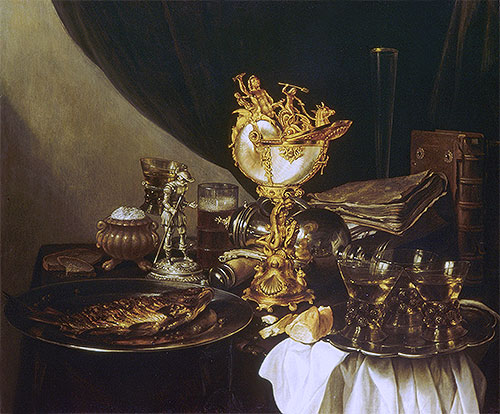 Still Life with a Nautilus Cup, 1645 | Pieter Claesz | Painting Reproduction