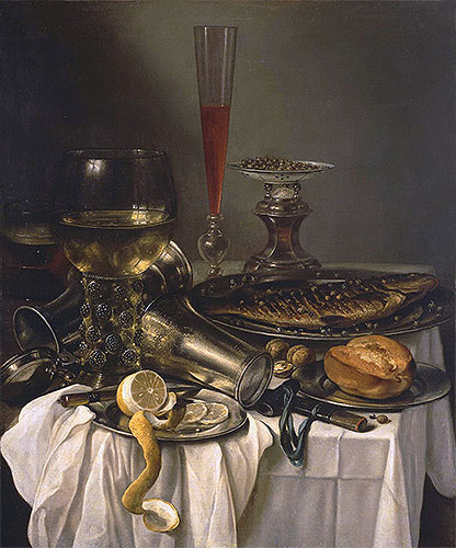 Breakfast with Fish, 1653 | Pieter Claesz | Painting Reproduction