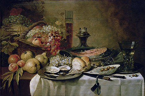 Stilleben mit Lachs | Pieter Claesz | Gemälde Reproduktion