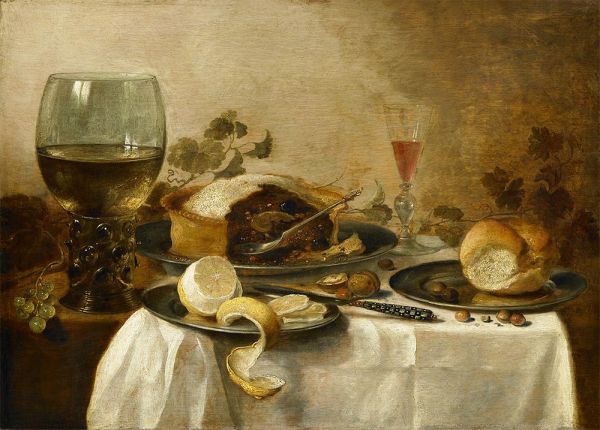 Still Life with Fruit Pie, 1635 by Pieter Claesz | Painting Reproduction