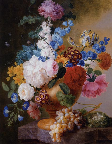 Still Life Of Tulips, Roses, Peonies, Narcissus, And Other Flowers In A Urn, Undated | Pieter Faes | Painting Reproduction