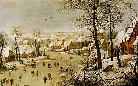 Winter Landscape with Skaters and Bird Trap, 1565 | Bruegel the Elder | Painting Reproduction