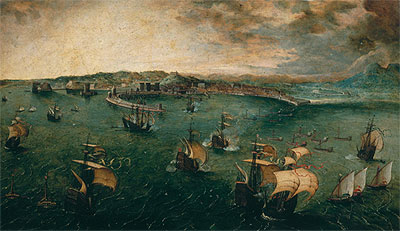 Seeschlacht im Golf von Neapel | Bruegel the Elder | Gemälde Reproduktion