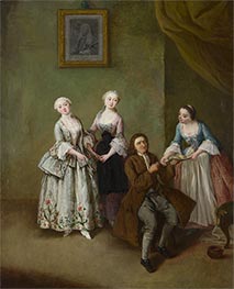 Ein Interieur mit drei Frauen und einem sitzenden Mann, c.1750/55 von Pietro Longhi | Gemälde-Reproduktion
