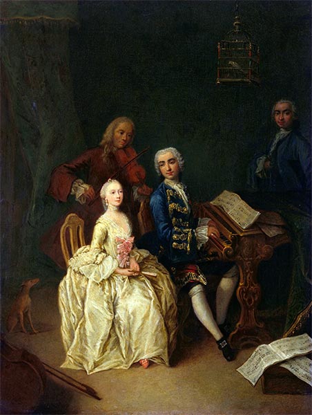 The Music Lesson (The Bird Cage), c.1740/45 by Pietro Longhi | Painting Reproduction