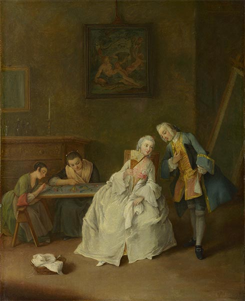 A Lady receiving a Cavalier, c.1745/55 by Pietro Longhi | Painting Reproduction