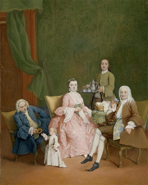 Portrait of a Venetian Family with a Manservant Serving Coffee | Pietro Longhi | Painting Reproduction