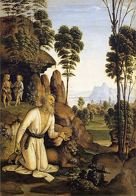 Der heilige Hieronymus in der Wüste, c.1490/00 | Perugino | Gemälde Reproduktion