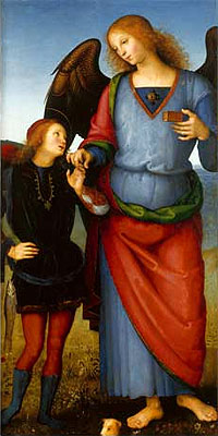 Archangel Raphael with Tobias (Certosa Altarpiece), c.1496/00 | Perugino | Painting Reproduction