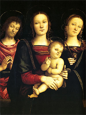 Die Madonna und das Kind mit Johannes dem Täufer und der Heiligen Katharina von Alexandria, c.1495 | Perugino | Gemälde Reproduktion